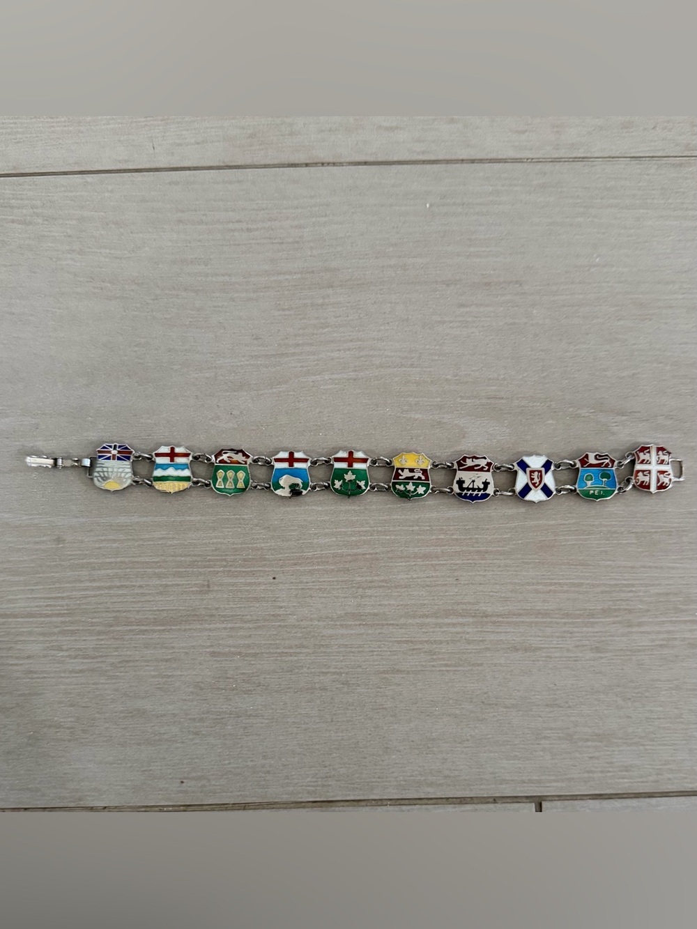Vintage Enameled Canadian Provinces Bracelet